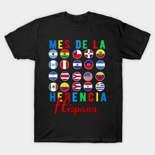 Mes de la Herencia Hispana National Latino Countries Flag T-Shirt